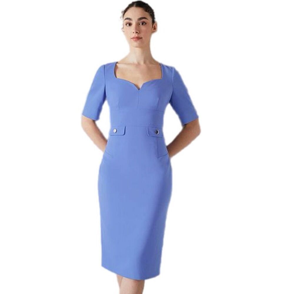 LK Bennet Diana short sleeve midi dress in wedgewood blue size US 4